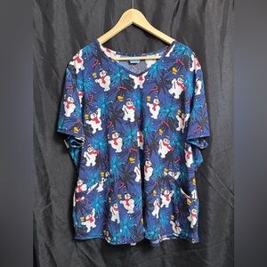 Frosty the Snowman Women’s Scrub Top 3XL